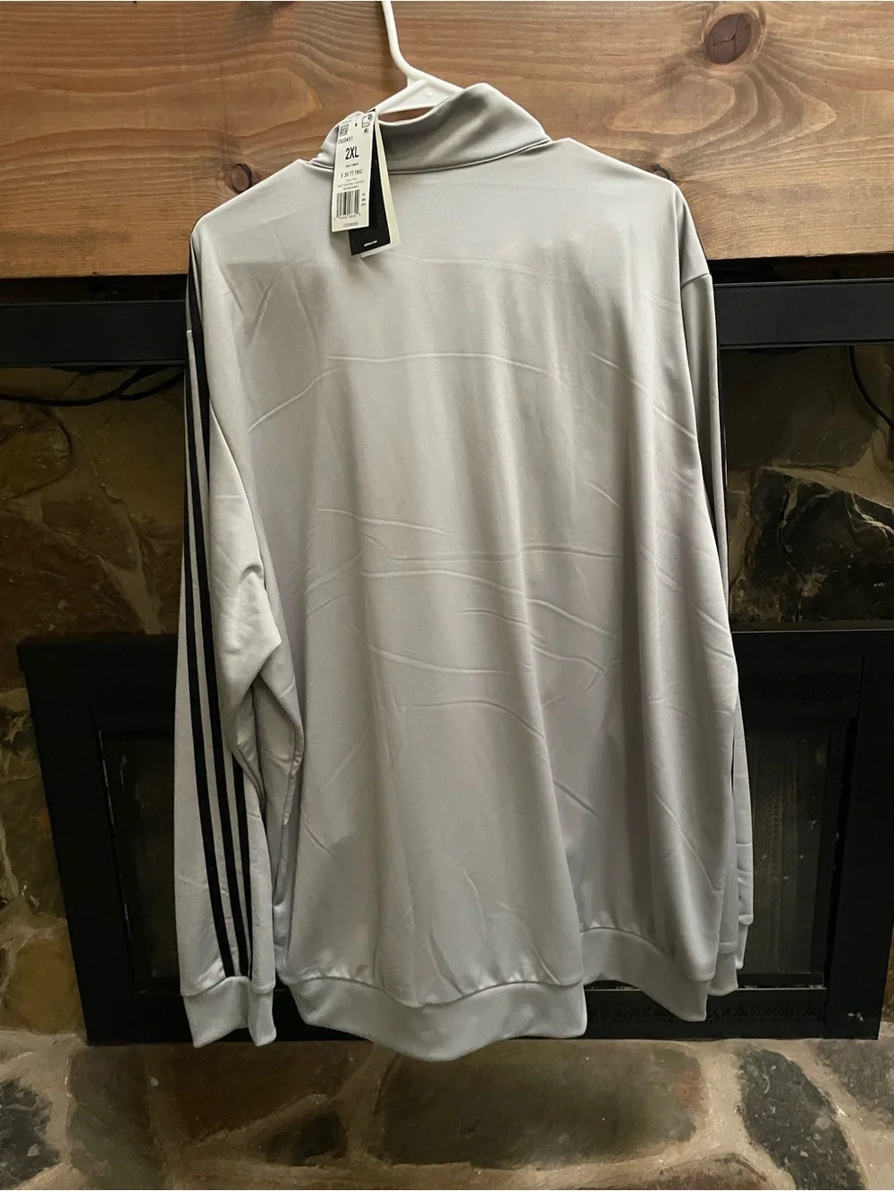 adidas Light Gray and Black Men’s Track Windbreaker Jacket